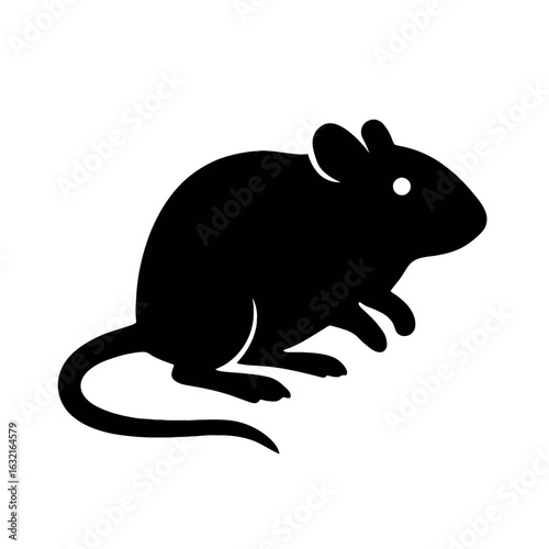 very simple flat and single minimalist Gerbil Silhouettes in black on a white background
