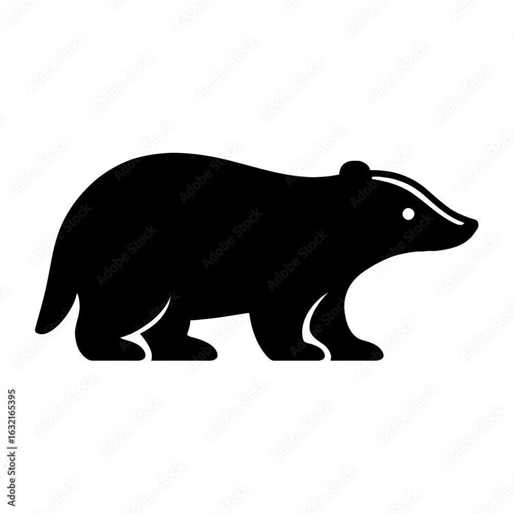 Obraz premium very simple flat and single minimalist Badger Silhouettes in black on a white background
