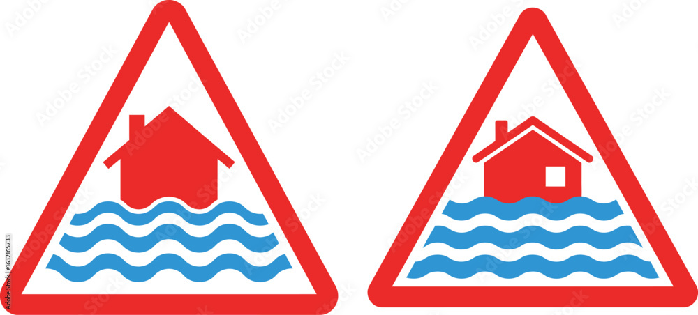 Obraz premium Flood Warning Signs