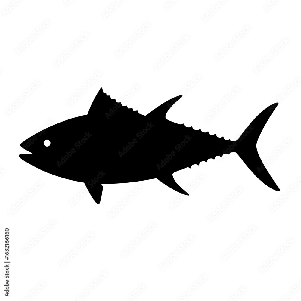 Fototapeta premium very simple flat and single minimalist Tuna Silhouettes in black on a white background