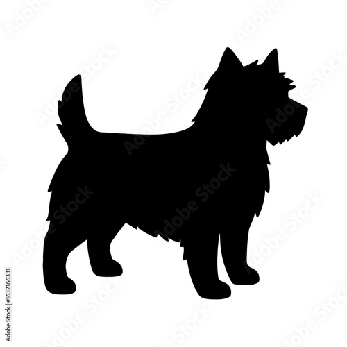 very simple flat and single minimalist Cairn Terrier Silhouettes in black on a white background