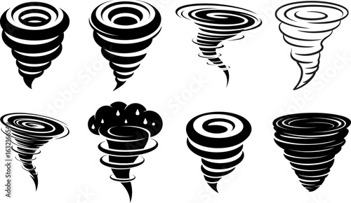 Black and White Tornado Vector Set