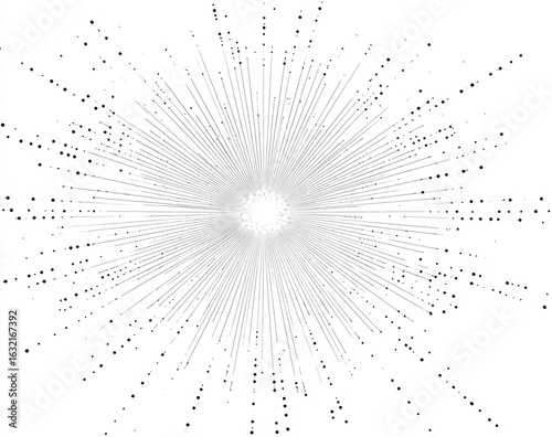 Abstract radiating lines and dots