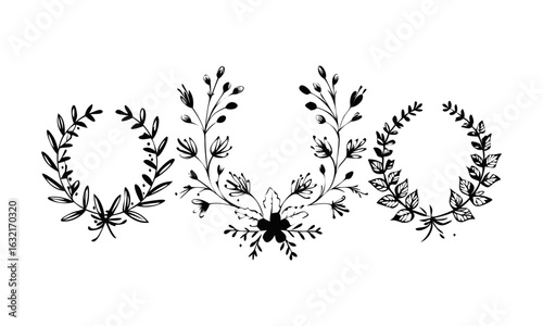 Download Set Of Wreaths And Branches With Leaves. Eps File For Design.