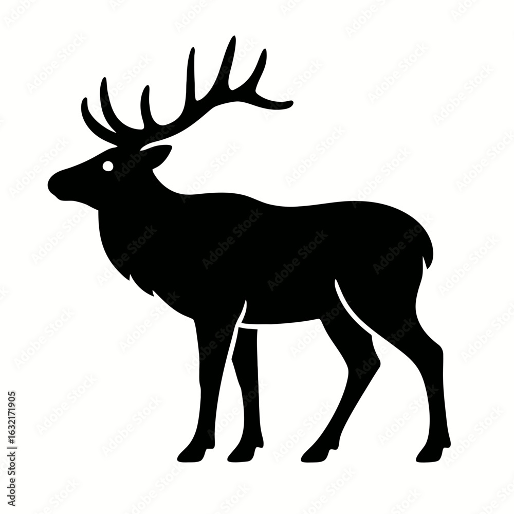 Obraz premium very simple flat and single minimalist Elk Silhouettes in black on a white background