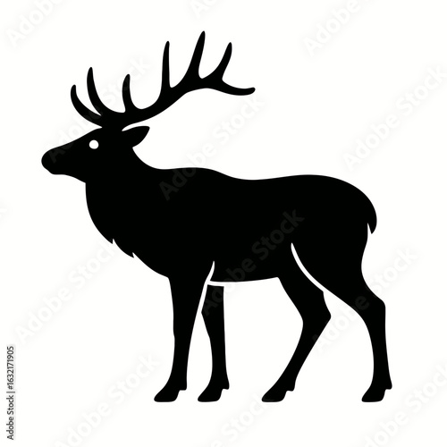 very simple flat and single minimalist Elk Silhouettes in black on a white background