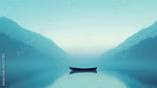 lone boat on a small piece of ice in a vast open sea
