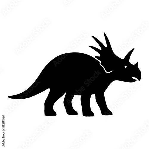 very simple flat and single minimalist Styracosaurus Silhouettes in black on a white background