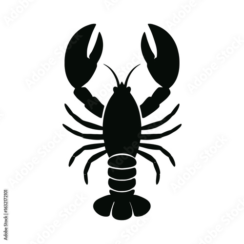 very simple flat and single minimalist Lobster Silhouettes in black on a white background