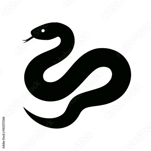 very simple flat and single minimalist Copperhead Snake Silhouettes in black on a white background