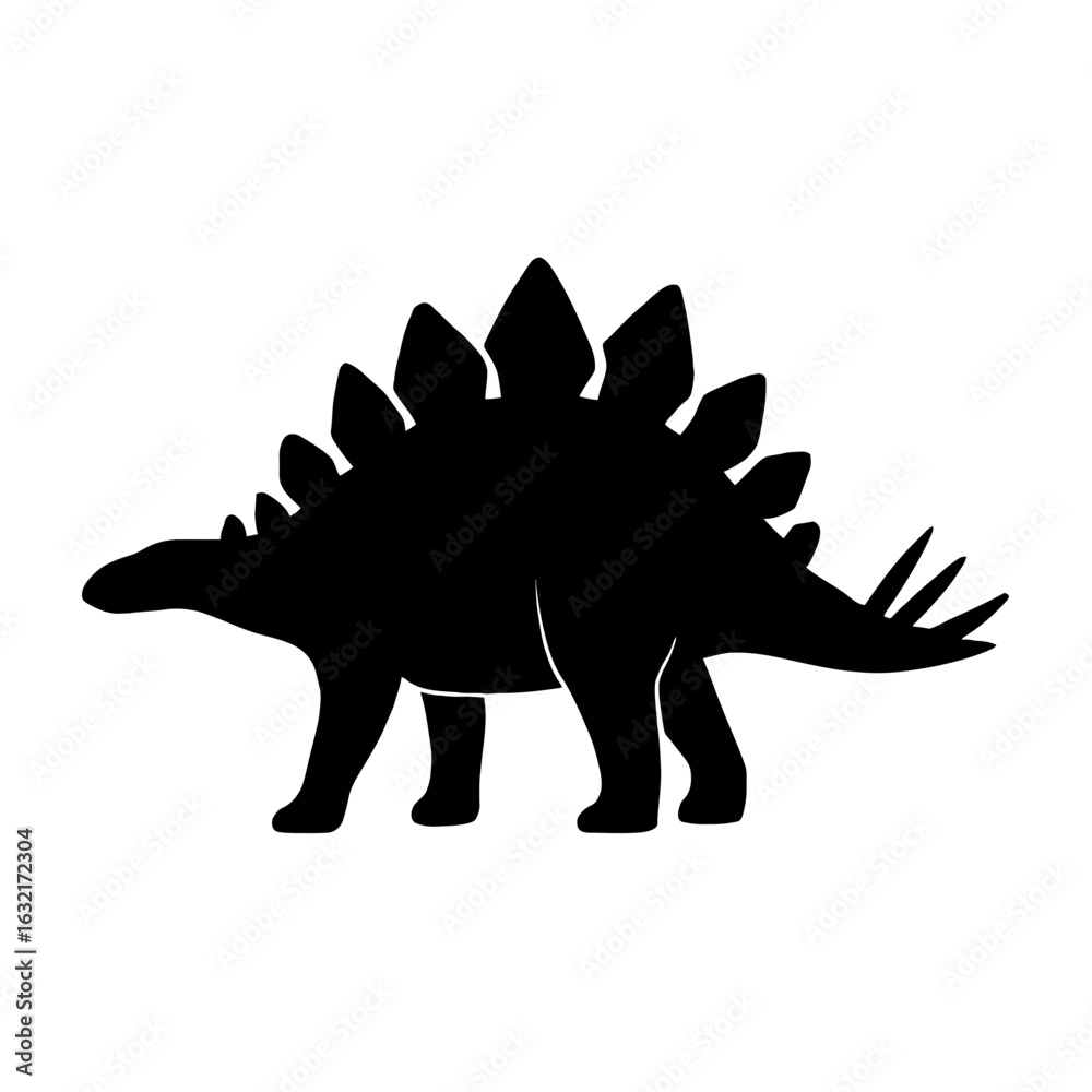 Naklejka premium very simple flat and single minimalist Stegosaurus Silhouettes in black on a white background