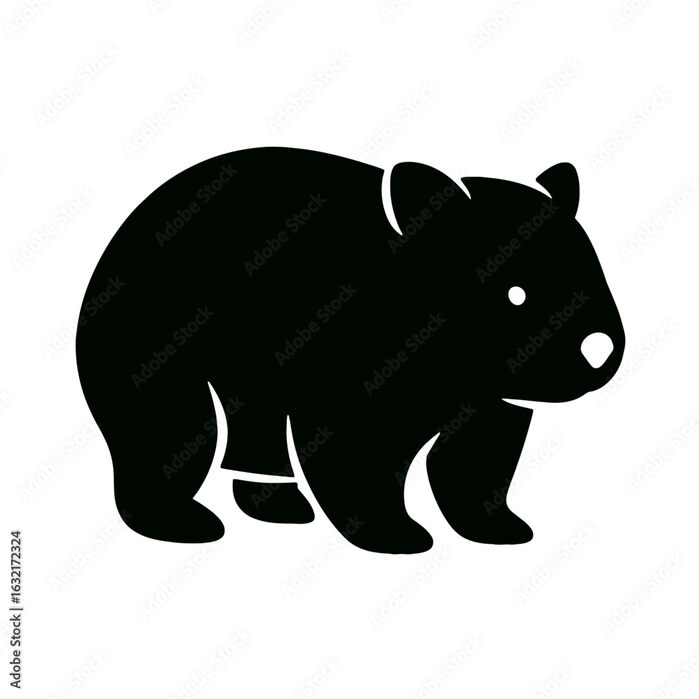 Obraz premium very simple flat and single minimalist Wombat Silhouettes in black on a white background