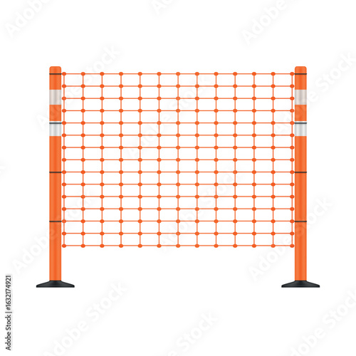 An illustration of bright orange construction fencing, commonly used to enclose a construction or renovation area, providing safety and visibility for pedestrians and vehicles.