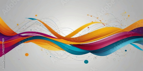 Abstract colorful wave line art vector background