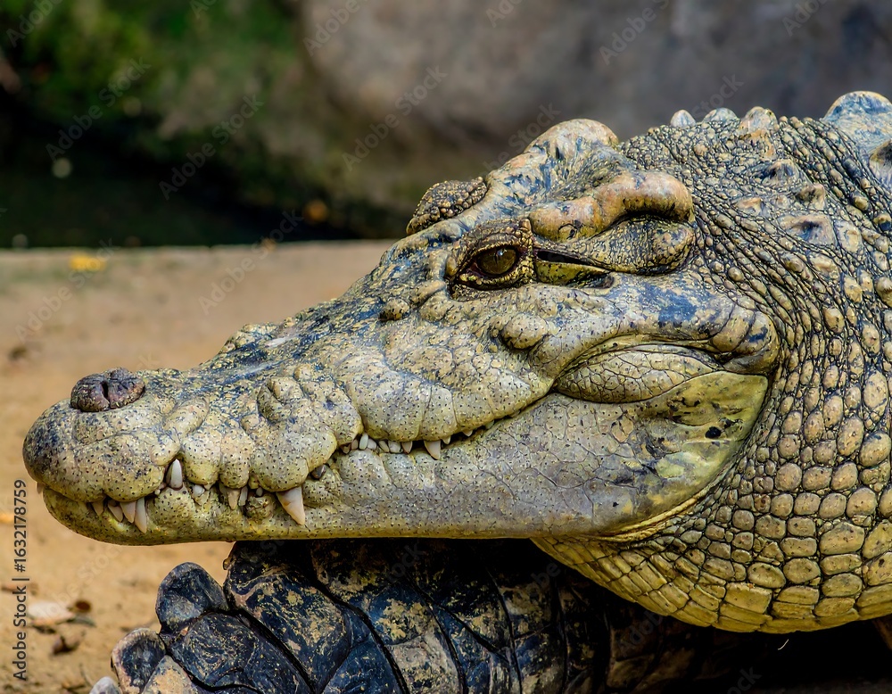 Obraz premium Close-up of a crocodile's head (1)
