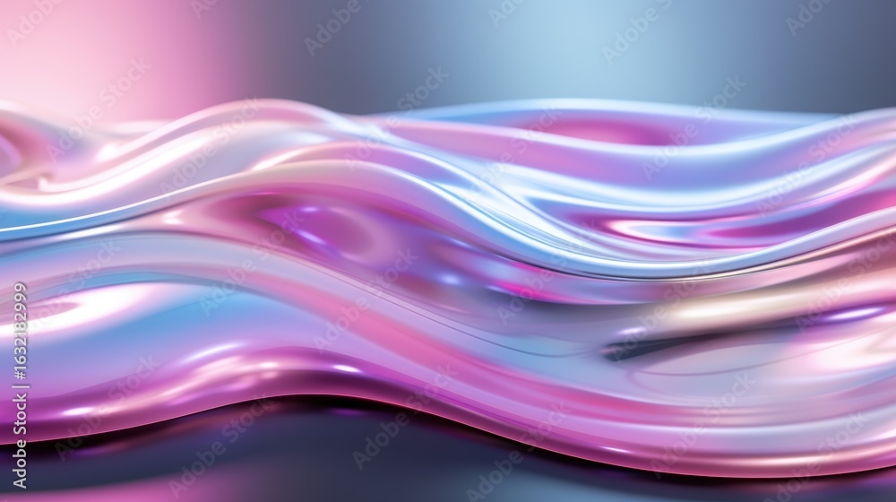 Fototapeta premium Flowing Waves of Iridescent Colors in a Soft Abstract Background