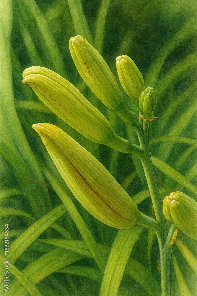 Fototapeta premium 日本で夏にヤブカンゾウがオレンジ色の花を咲かせています