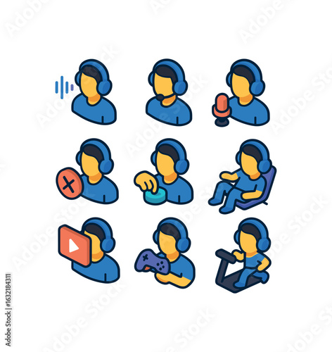 Isometric Headphone Icons