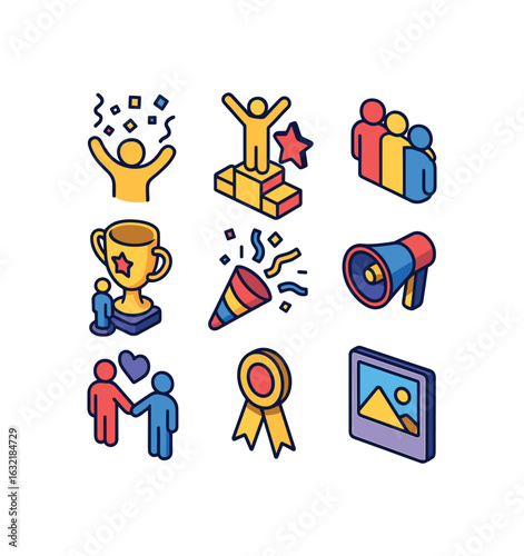 Isometric Celebration Icons