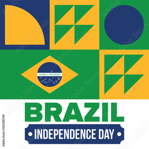 Brazil Independence Day. Happy national holiday. Freedom day. Celebrate annual in September 7. Brazil flag. Patriotic brazilian design. Poster, card, banner, template, background. Vector illustration