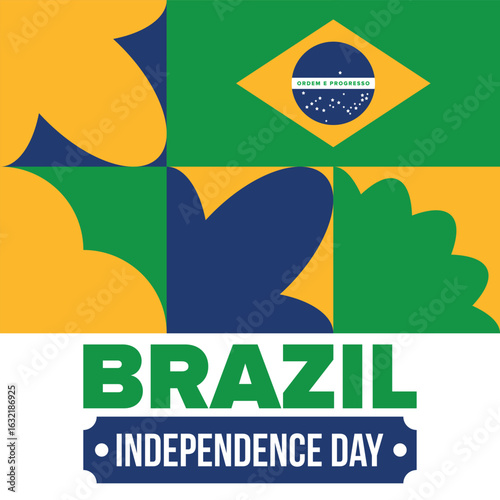 Brazil Independence Day. Happy national holiday. Freedom day. Celebrate annual in September 7. Brazil flag. Patriotic brazilian design. Poster, card, banner, template, background. Vector illustration