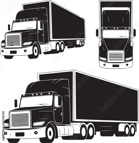 set of trucks vector