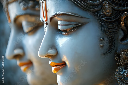 A close-up of Shiv and Parvati's faces, radiating love and compassion for each other