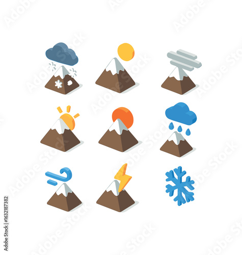 Isometric Weather Icons Grid