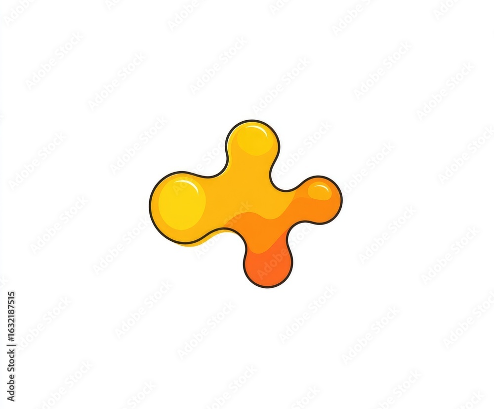 Obraz premium A stylized plus sign, formed by overlapping, orange-yellow blobs