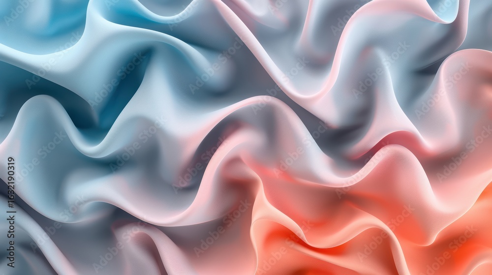 Fototapeta premium Colorful Waves of Fabric Texture with Smooth Ridges and Creases