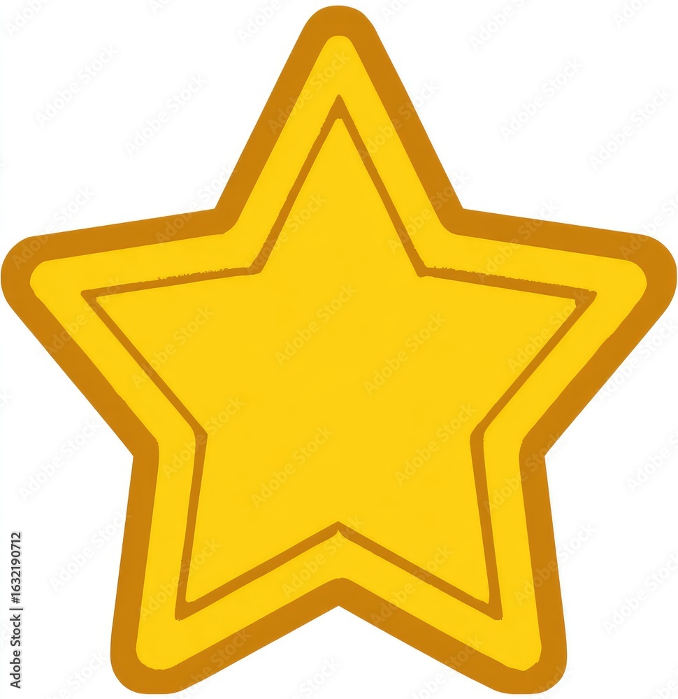 Fototapeta premium A simple, outlined, bright yellow star