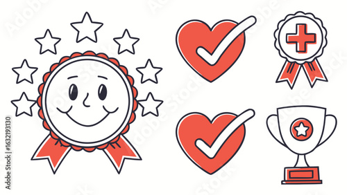 A set of vector icons related to customer retention, loyalty programs, membership perks, reward systems, and premium shopping experience.