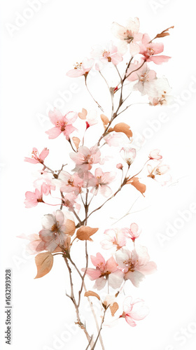 Wallpaper Mural Fuji Shibazakura Festival. Delicate pink cherry blossom branch with soft white background Torontodigital.ca