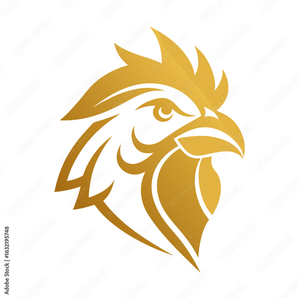 Obraz premium Download A Golden Chicken Head Icon, Vector Art Illustration Eps File For Design.