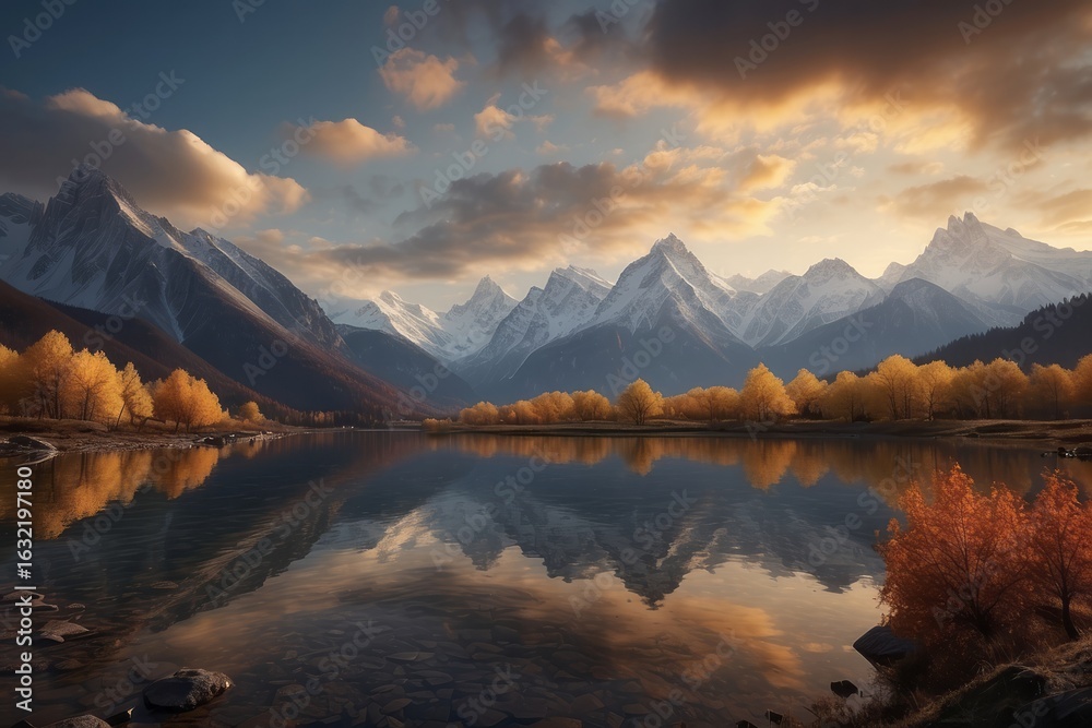 Obraz premium Beautiful landscape of mountains during autumn