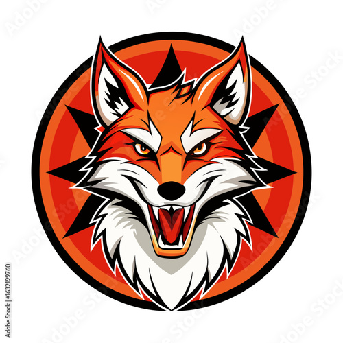 Download  T-Shirt Design,  "Aggressive Fox"  Vector Illustration . This Icon Concept Isolated Premium Vector. Flat Cartoon Style Svg File For Design.