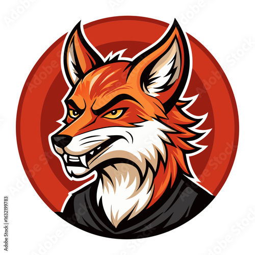 Download  T-Shirt Design,  "Aggressive Fox"  Vector Illustration . This Icon Concept Isolated Premium Vector. Flat Cartoon Style Svg File For Design.