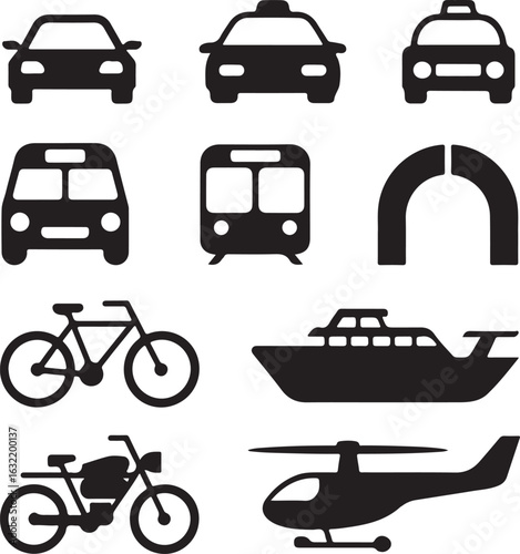 transportation icons set