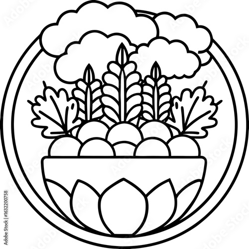 Mind Garden line art vector