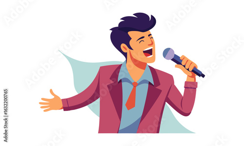 Download A Man Singing Vector Illustration . This Icon Concept Isolated Premium Vector. Flat Cartoon Style Svg File For Design.