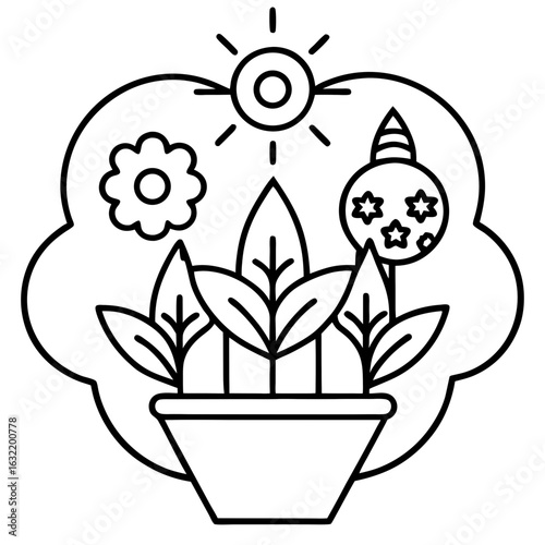 Mind Garden line art vector