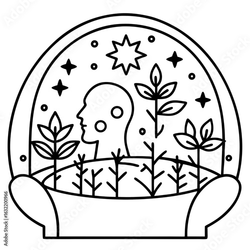 Mind Garden line art vector