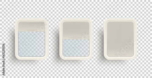 Airplane window template collection on a transparent background. Vector illustration