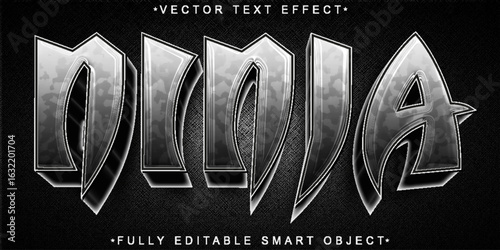  Stealth Ninja Shadow Warrior Combat Style Vector Fully Editable Smart Object Text Effect