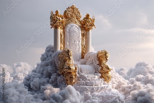 Wallpaper Mural The majestic golden throne of God in heaven, surrounded by white clouds and divine light, signaling the second coming of Jesus Christ. Torontodigital.ca