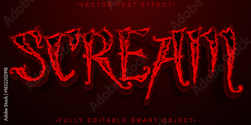  Loud Scream Fear Terror Panic Style Vector Fully Editable Smart Object Text Effect