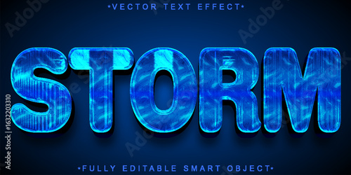  Thunder Storm Lightning Wind Fury Style Vector Fully Editable Smart Object Text Effect