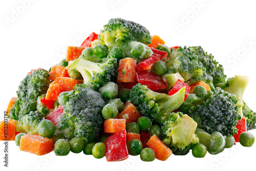 Pile of frozen mixed vegetables
