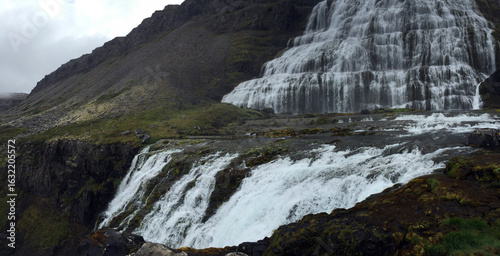 Close-up view of Dynjandi waterfall in Icelandic Westfjords