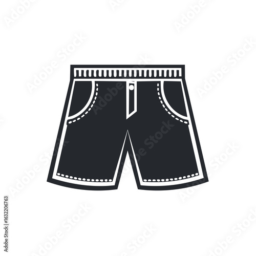 Simple Black Shorts Icon Design for Clothing Concept and Fashion Design Projects Summer Wear Logo Symbol